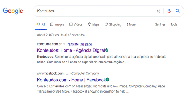 Busca orgânica da Konteudos, agência digital